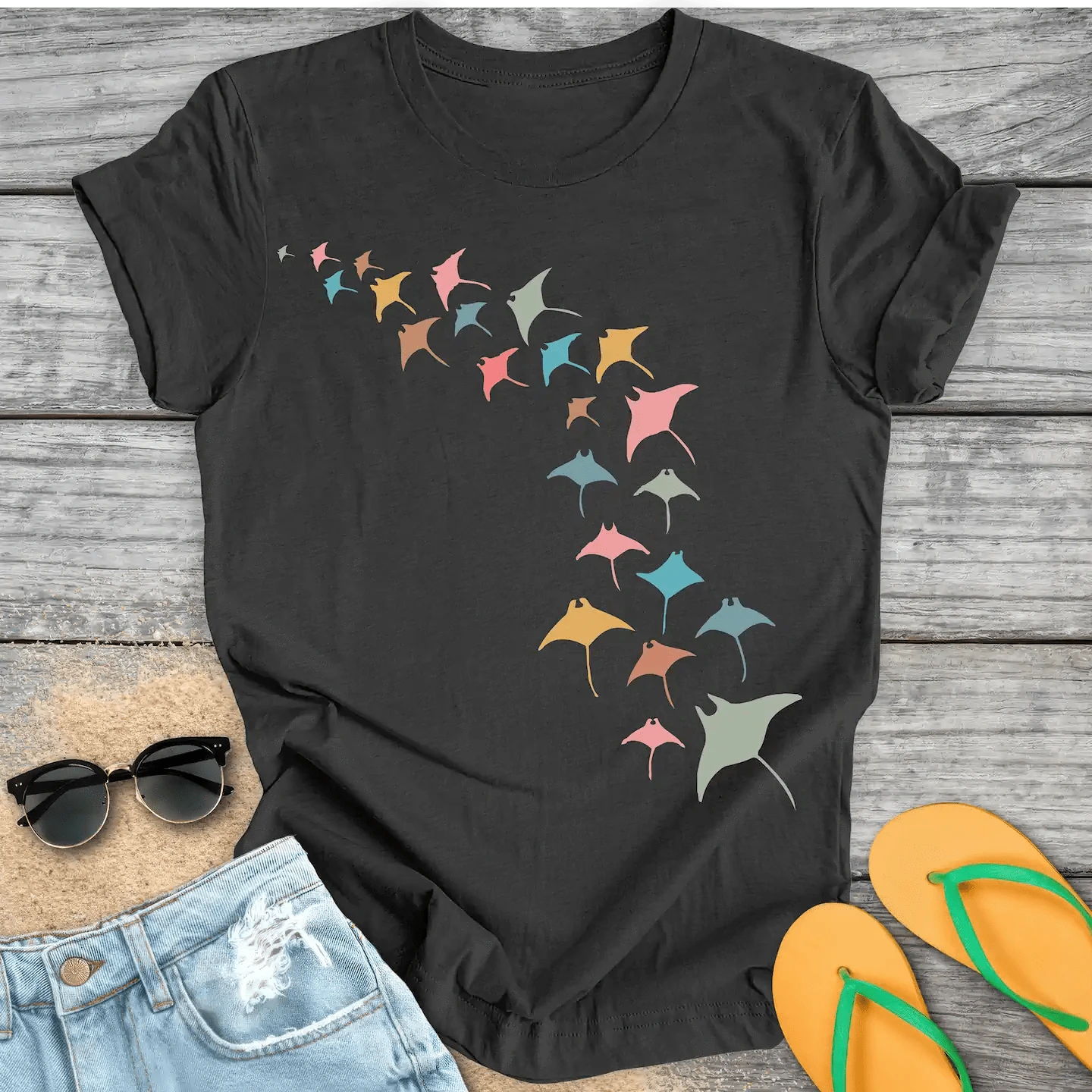 Manta Ray Swarm Colorful