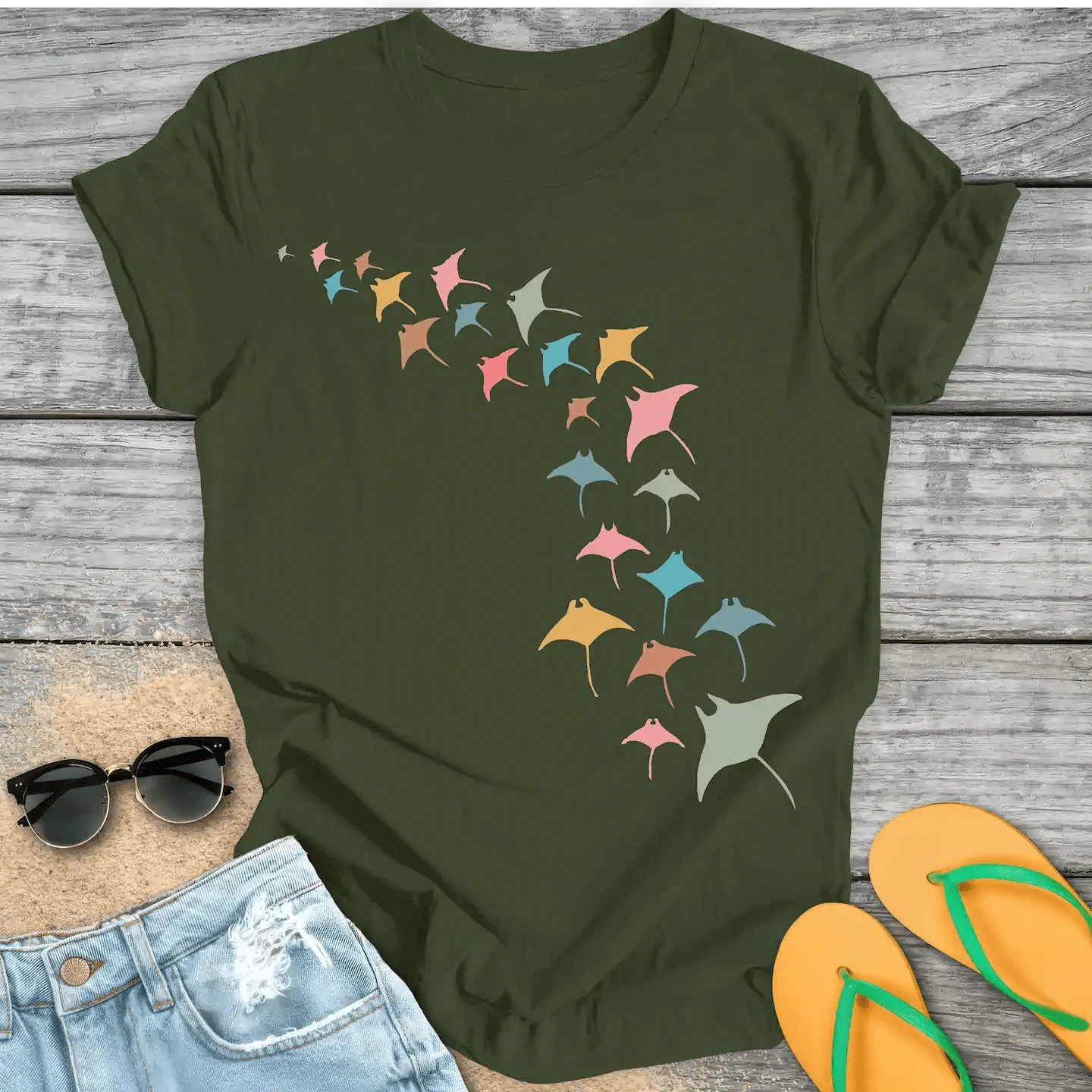 Manta Ray Swarm Colorful