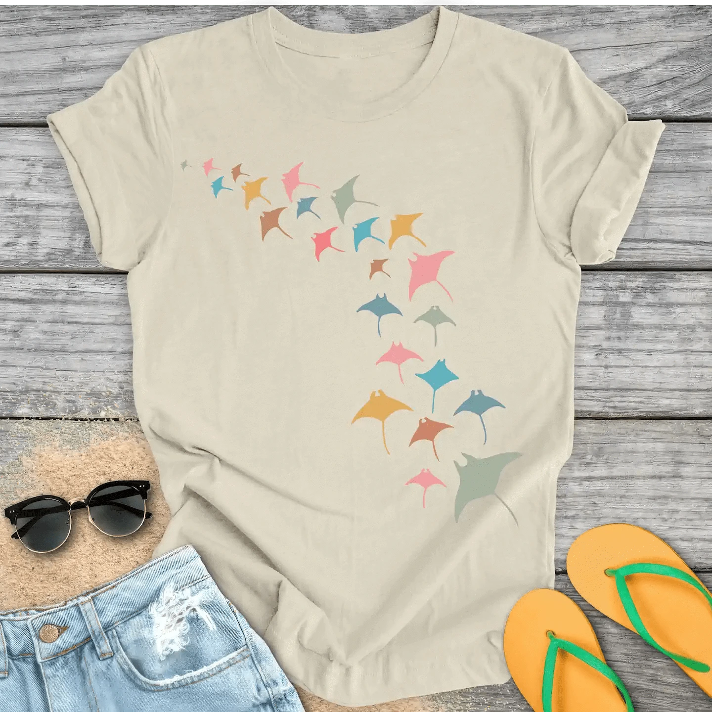 Manta Ray Swarm Colorful