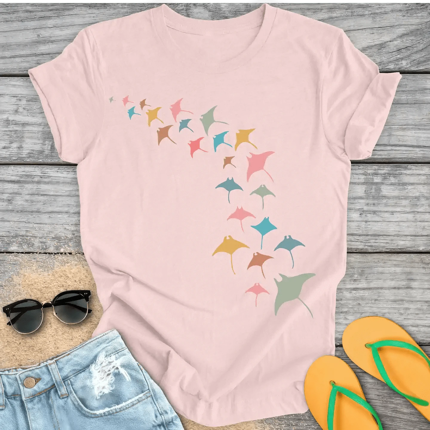 Manta Ray Swarm Colorful