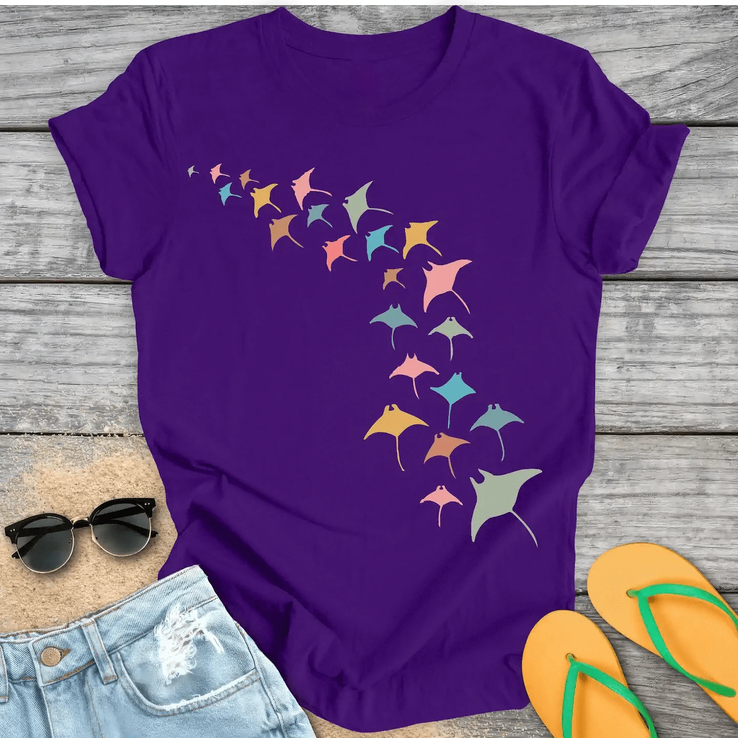 Manta Ray Swarm Colorful