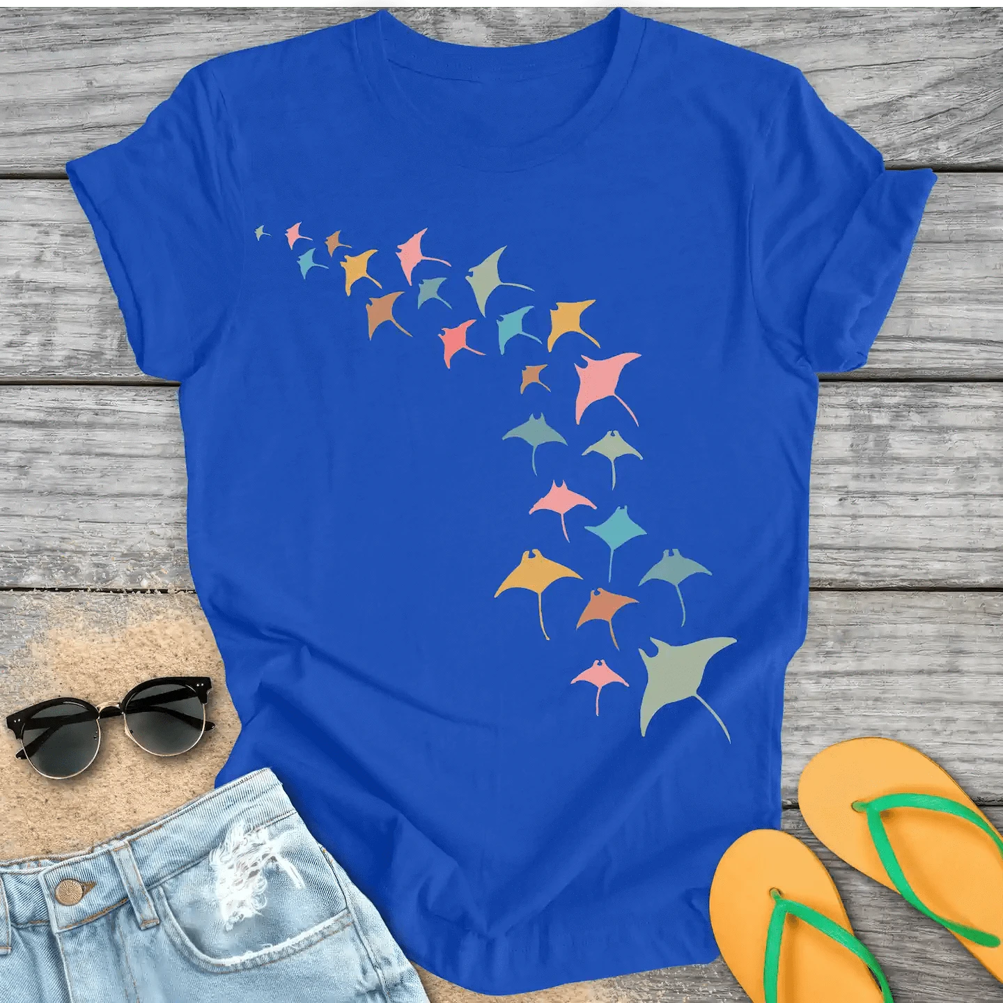 Manta Ray Swarm Colorful