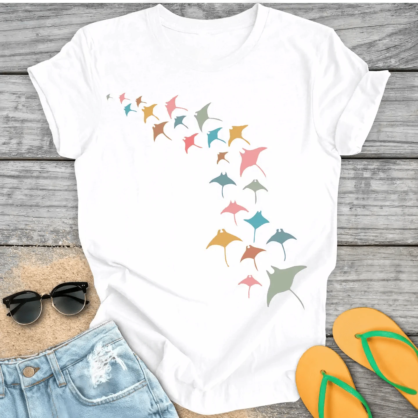 Manta Ray Swarm Colorful