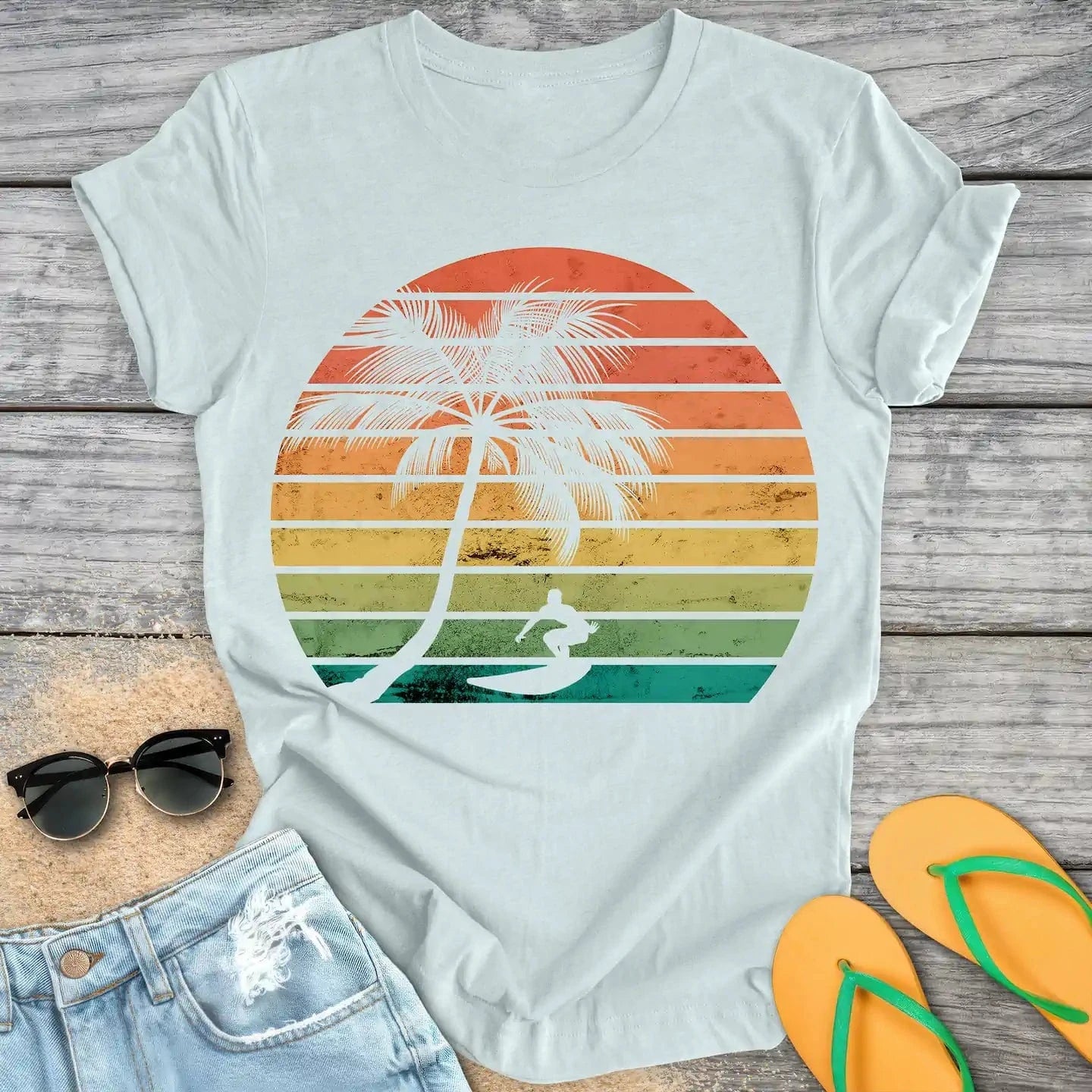 Retro Sunset Surfer