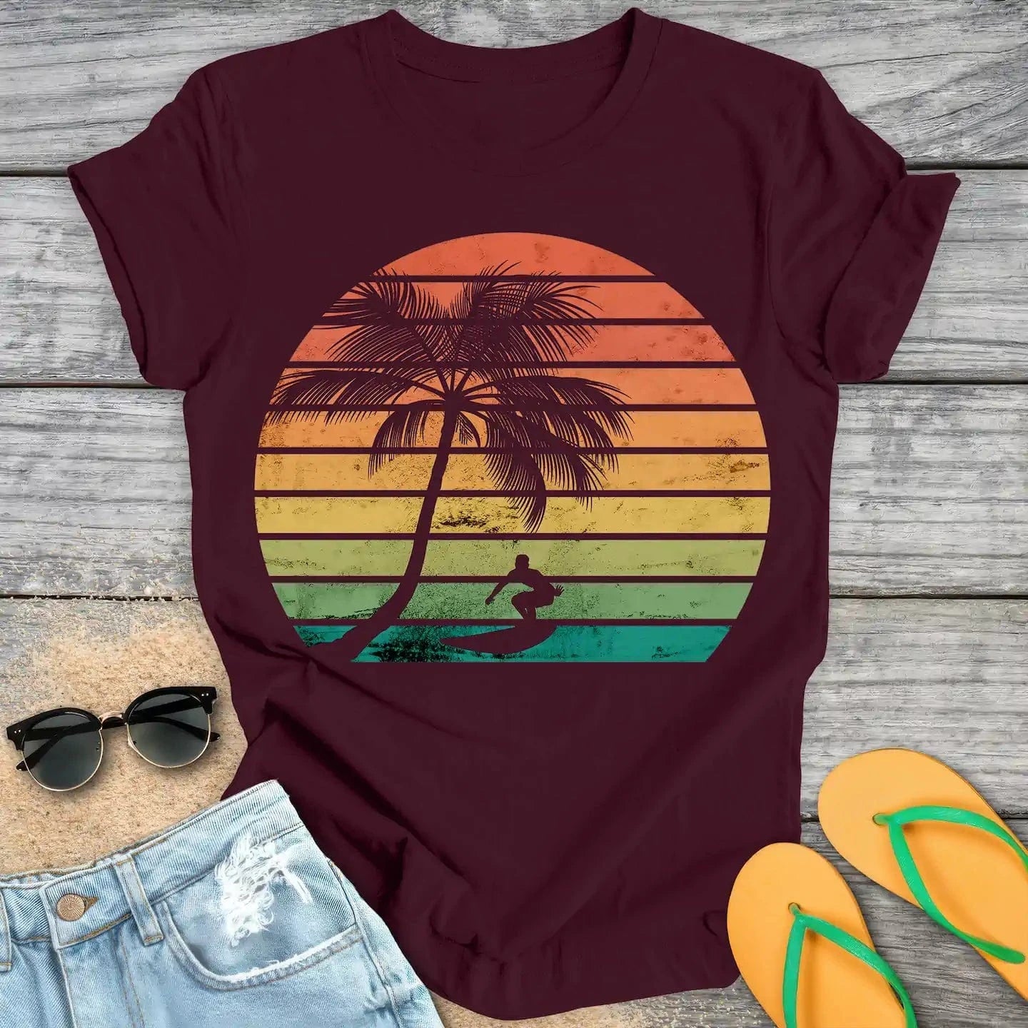 Retro Sunset Surfer