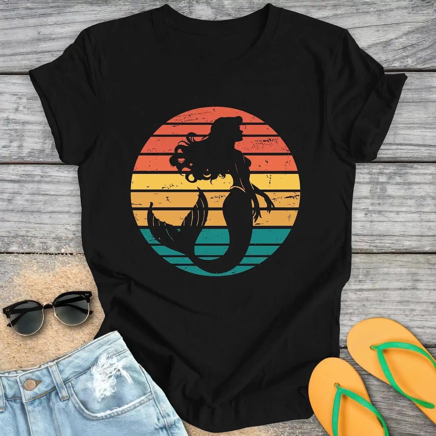 Vintage Retro Mermaid Silhouette
