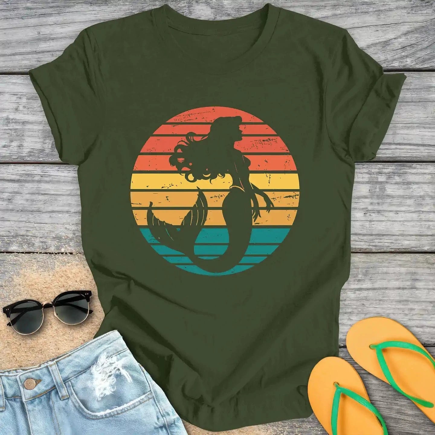 Vintage Retro Mermaid Silhouette