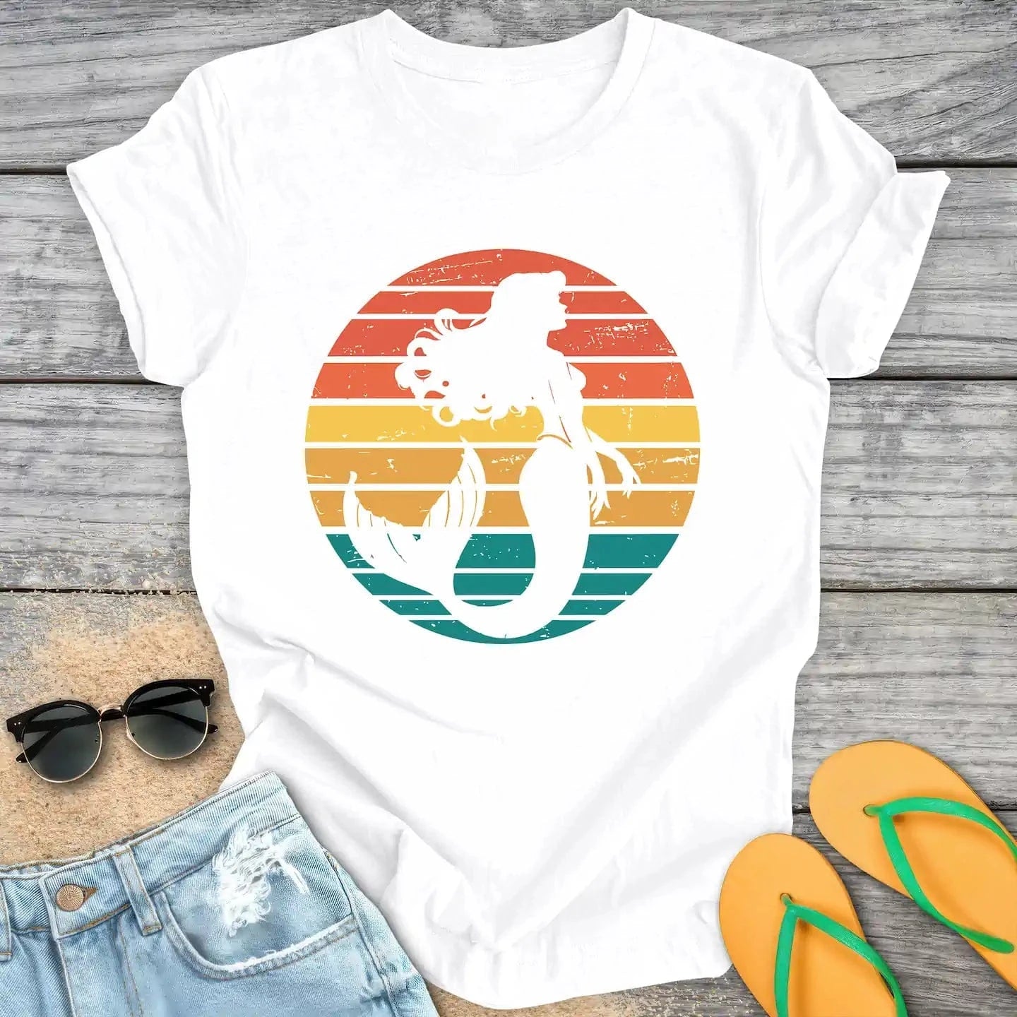 Vintage Retro Mermaid Silhouette