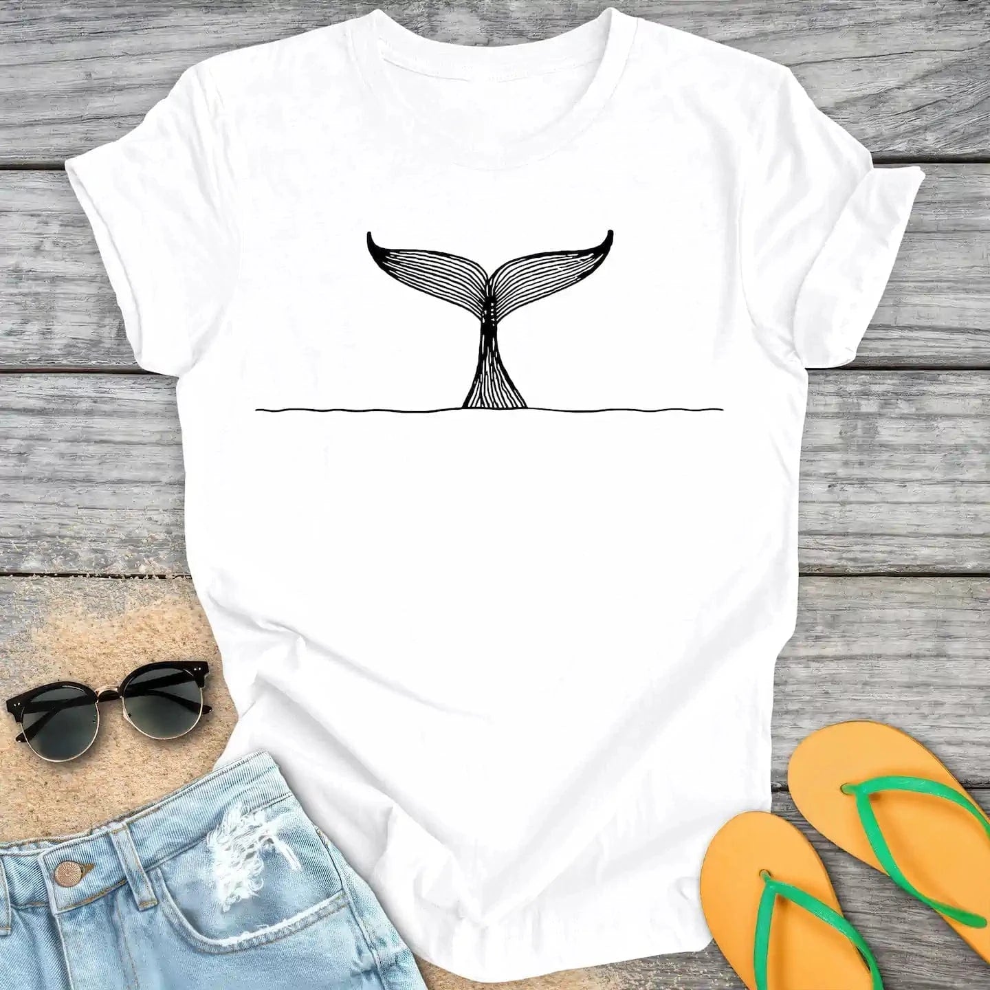 Whale Tail Line Drawing