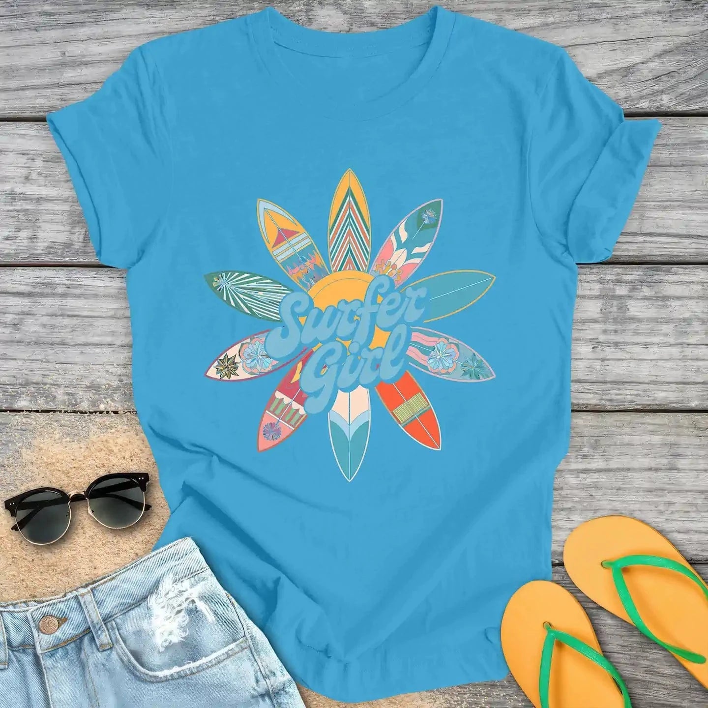 Surfer Girl Surfboard Flower