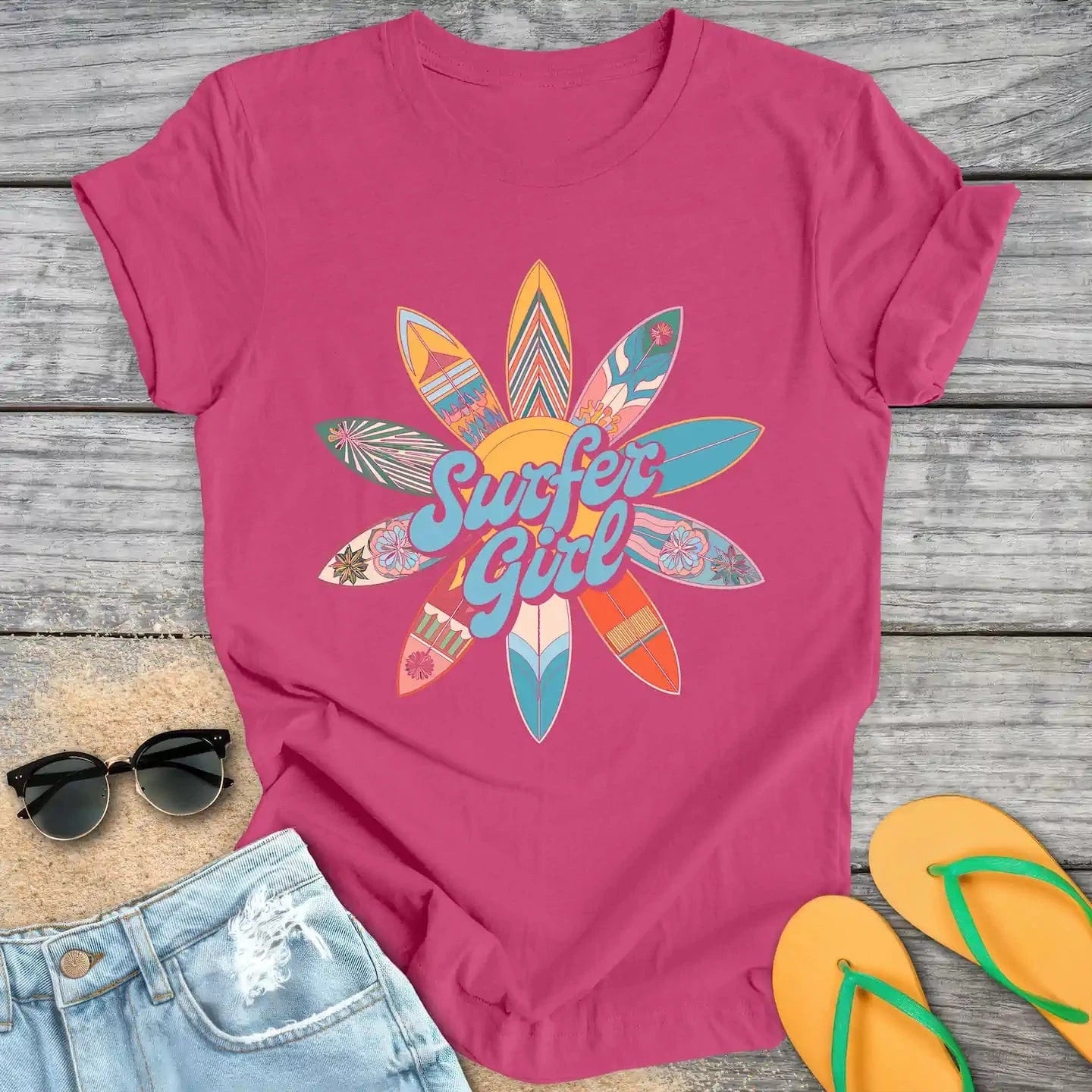 Surfer Girl Surfboard Flower