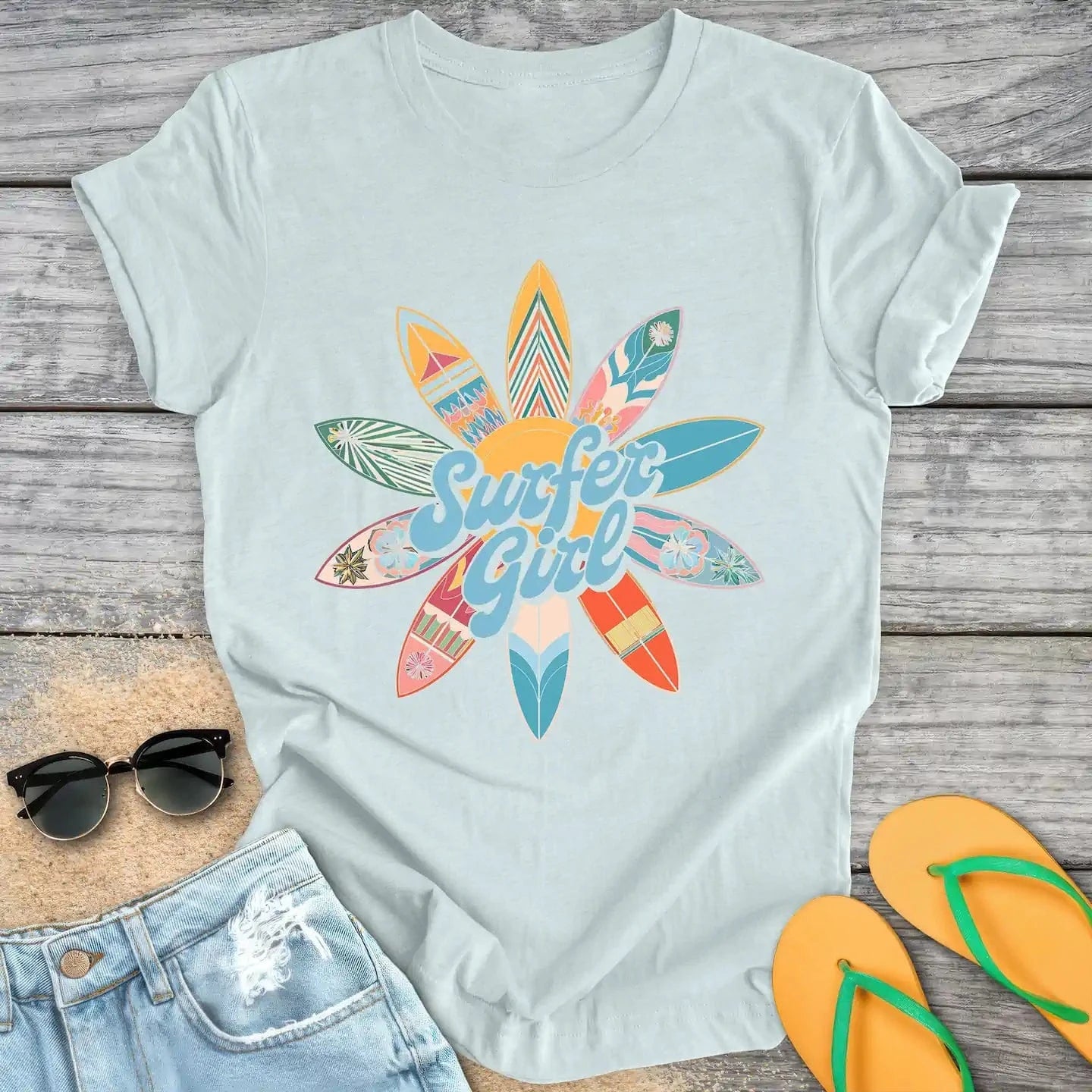 Surfer Girl Surfboard Flower