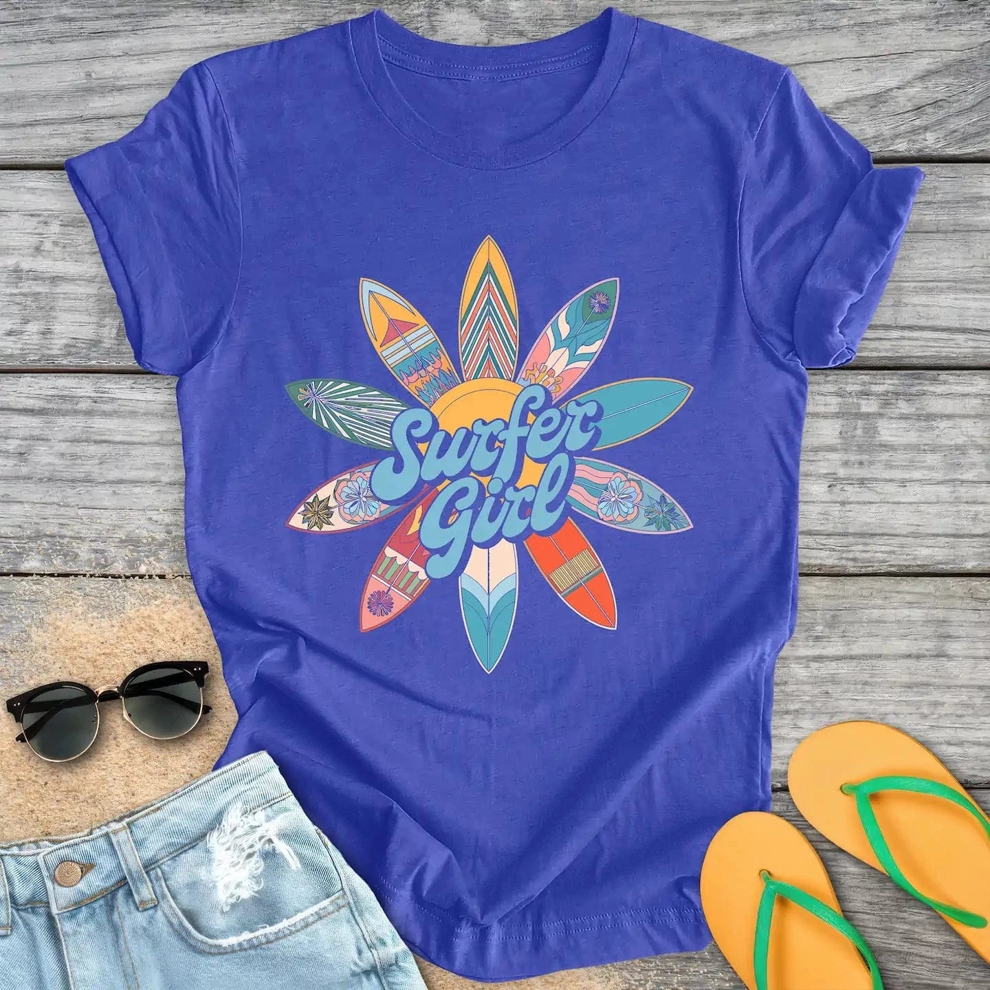 Surfer Girl Surfboard Flower