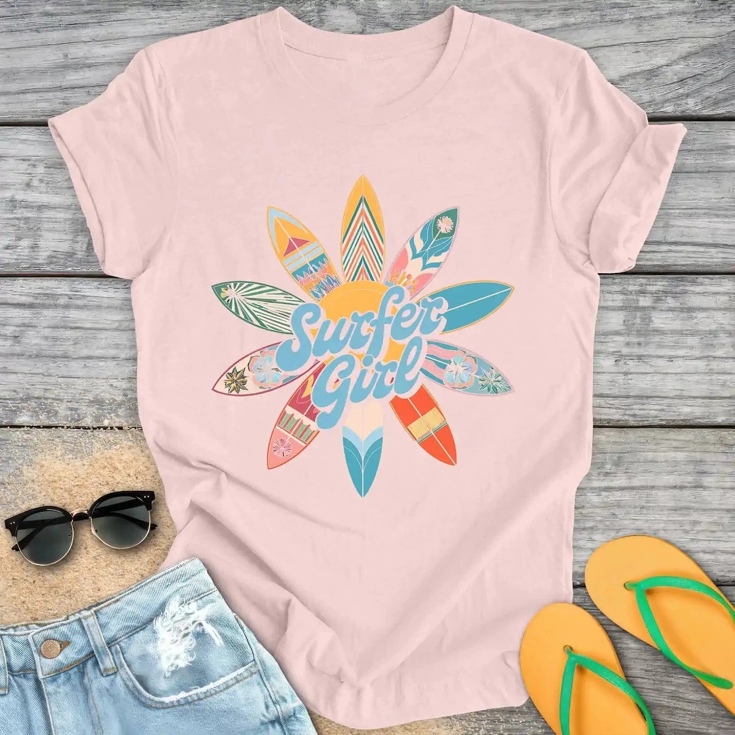 Surfer Girl Surfboard Flower