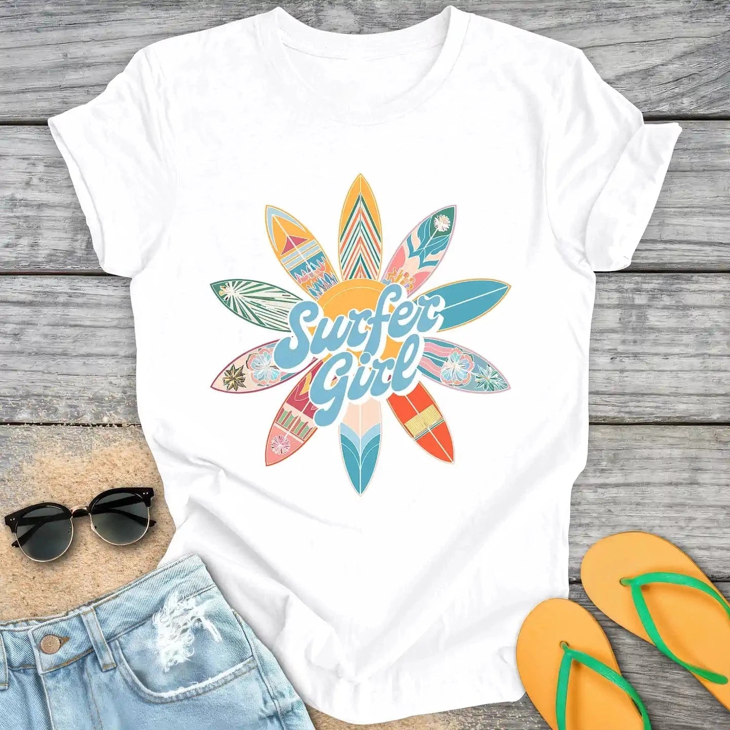 Surfer Girl Surfboard Flower