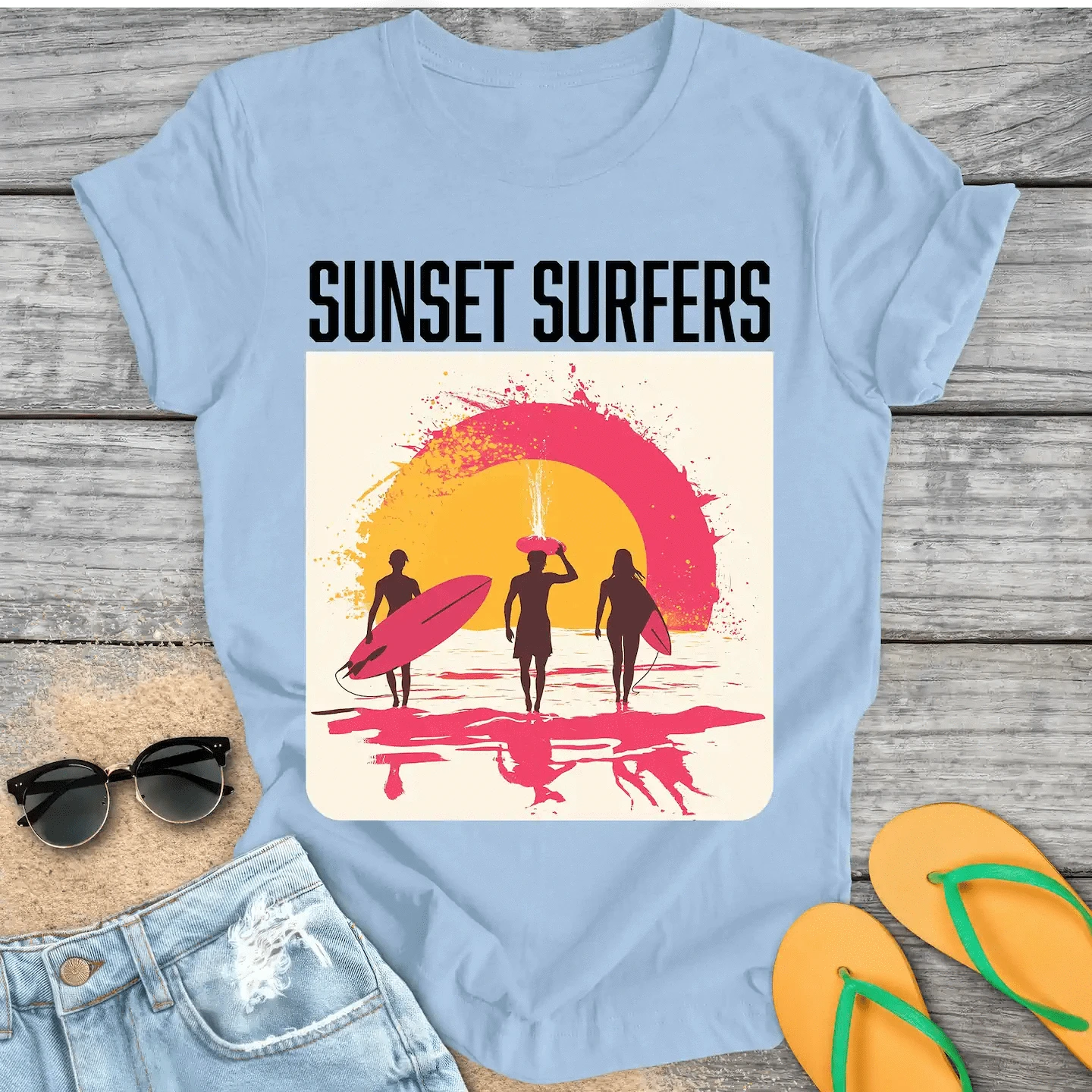 Retro Sunset Surfers