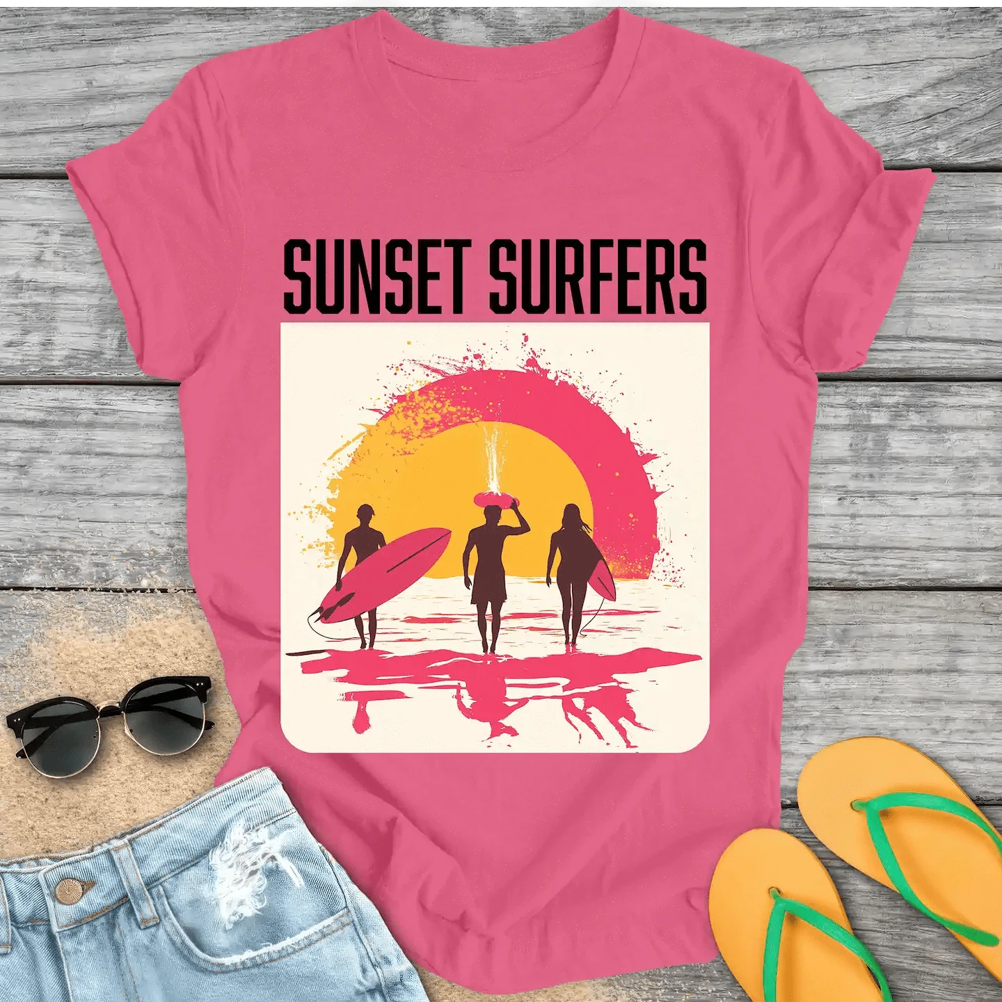 Retro Sunset Surfers