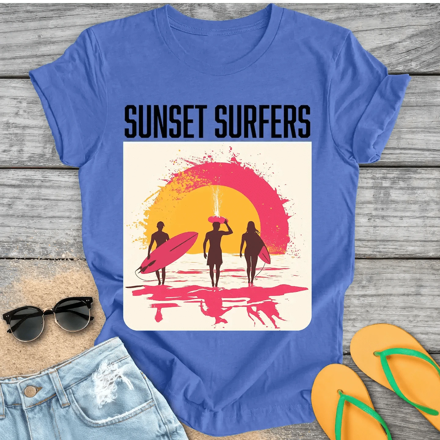 Retro Sunset Surfers