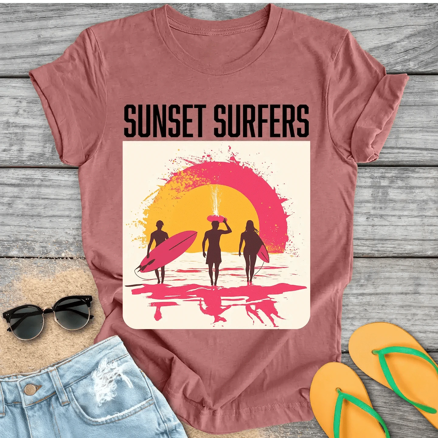 Retro Sunset Surfers