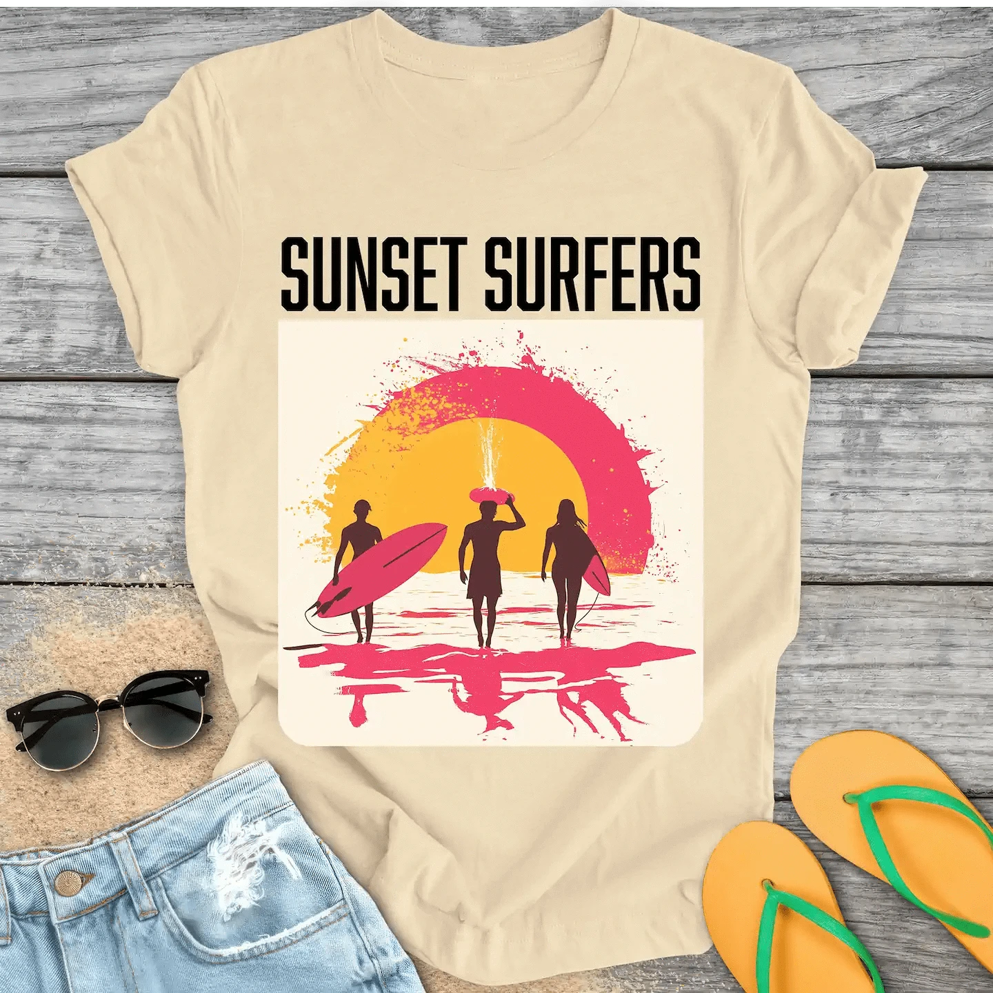Retro Sunset Surfers