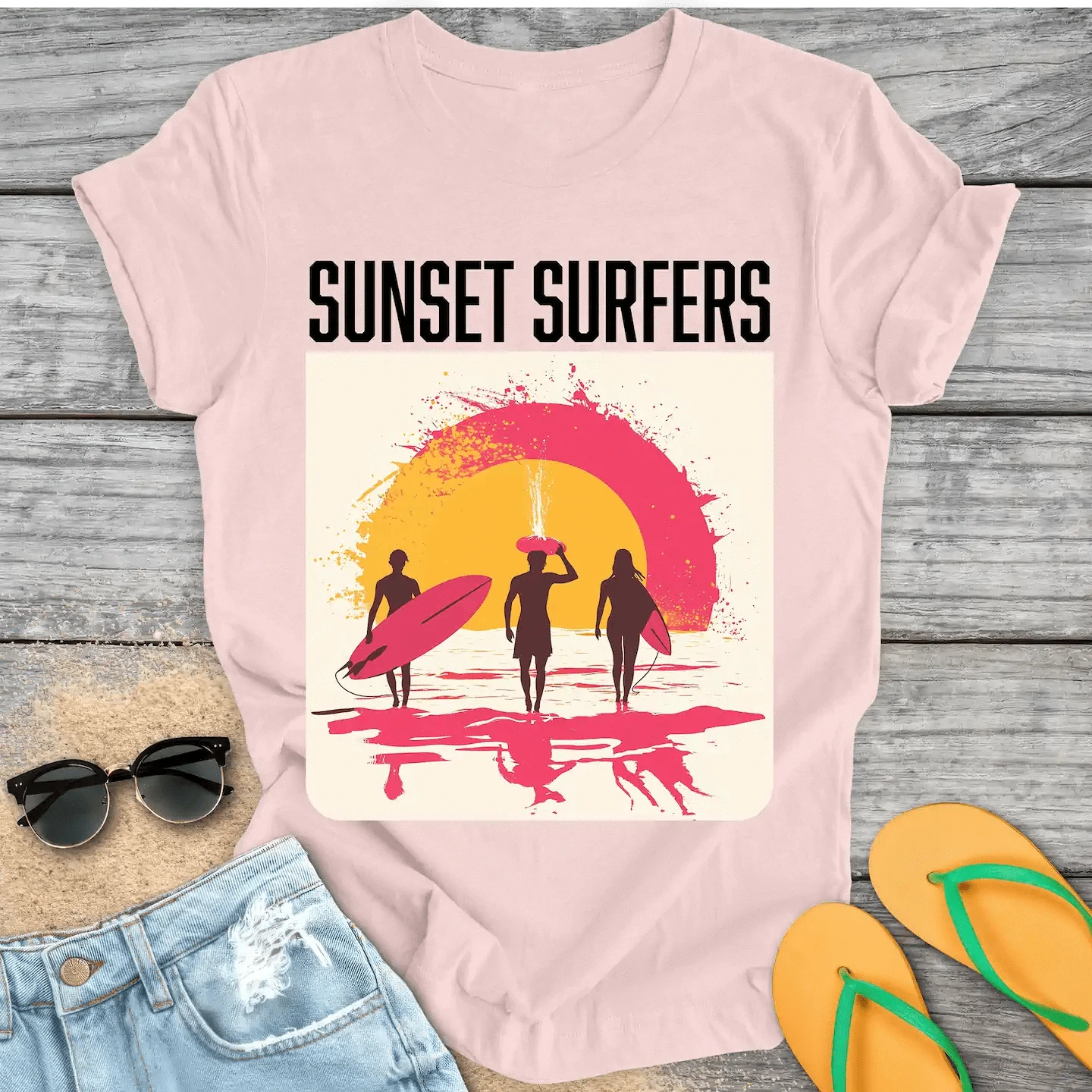 Retro Sunset Surfers