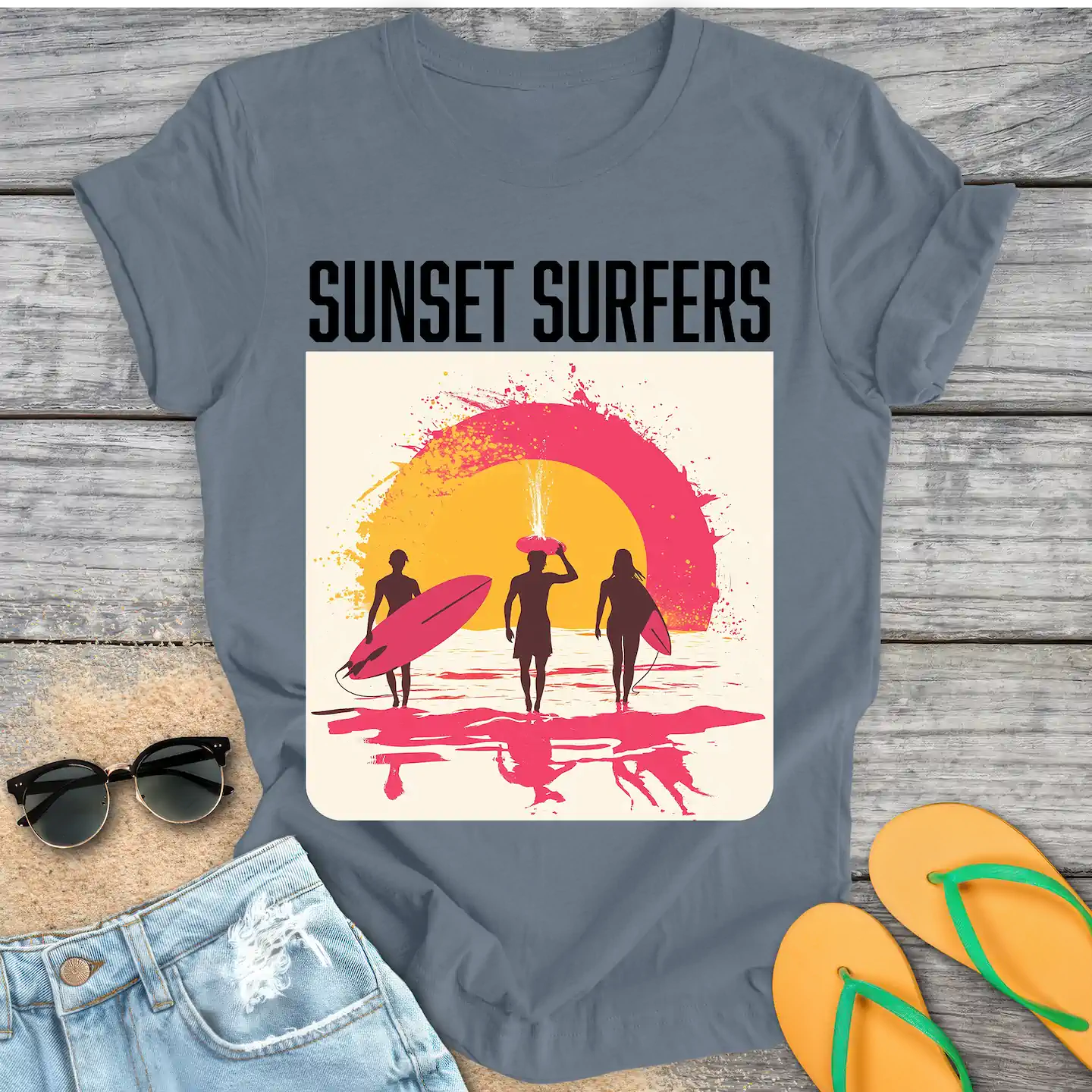 Retro Sunset Surfers