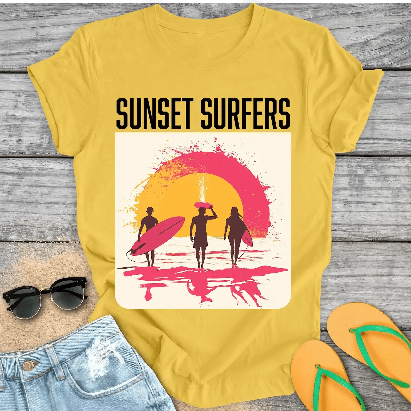 Retro Sunset Surfers